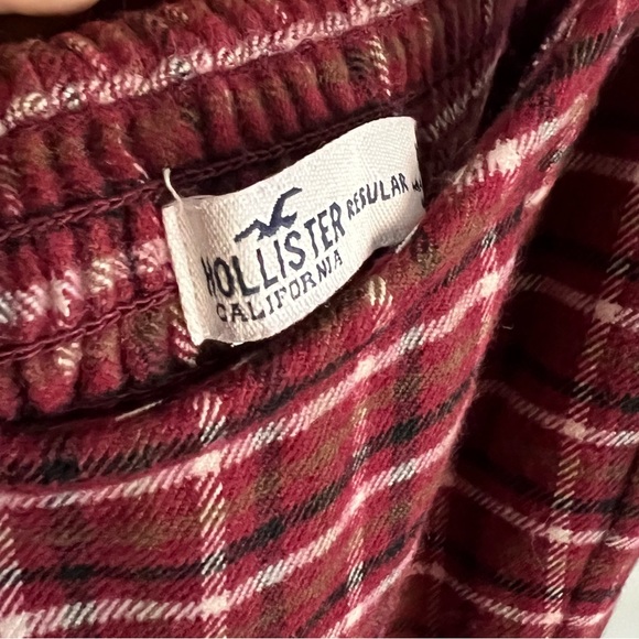 Hollister Women Size Medium Red Plaid Dress Burgundy Cotton Fall - Picture 7 of 8